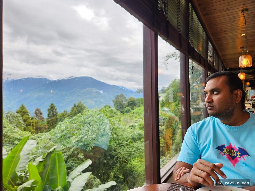 Ravi Esakkiappan overlooking a scenic mountain view