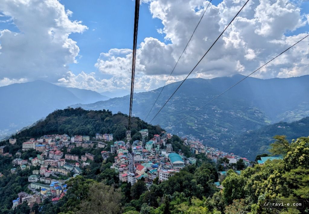 Cable car view overlooking Gangtok